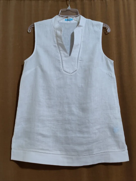 J. McLaughlin Sleeveless Relaxed Fit Linen Tunic Top - White, Size M - Picture 1 of 9